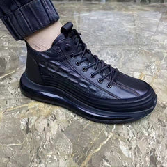New Size 48 High Top Pu Embossed Casual Sports Elastic Band Fashion Mens Shoe - Fashionner
