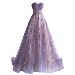Strapless Purple Sequin Starry Dress Wedding Dress - Fashionner