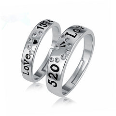 Men And Women's Creative Silver Diamond Rings - Love Rings - Couple Creative Love Rings