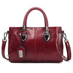 Vintage Oil Wax leather luxury handbags Women Bags - Fashionner