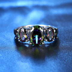 Simple color oval couple ring