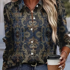 Women's Fashion Long Sleeve Lapel Loose Shirt - Fashionner