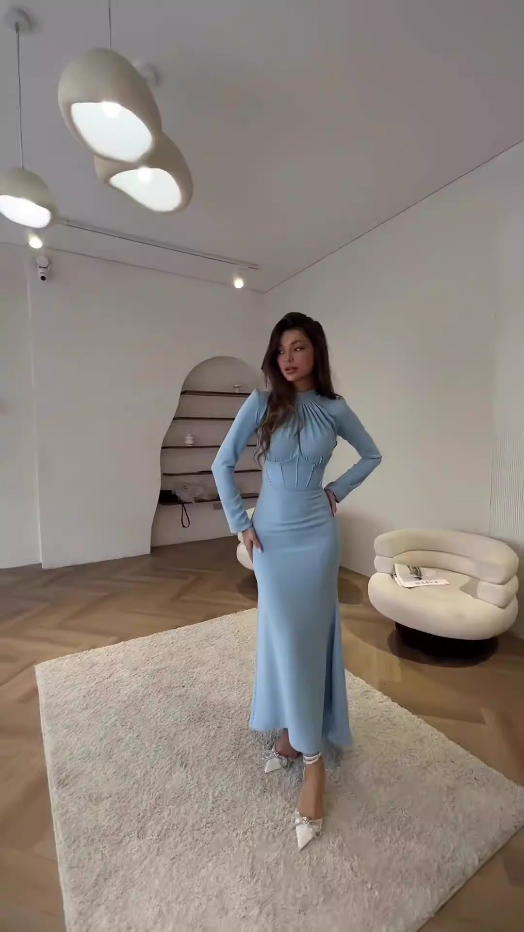 Autumn Fashion Style Long sleeved Rugged Split Irregular Long Dress Women's Dress - Fashionner