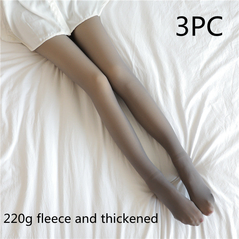 Fake Translucent Plus Size Leggings Fleece Lined Tights Fall And Winter Warm Fleece Pantyhose Women Fleece Lined Pantyhose Thermal Winter Tights - Fashionner