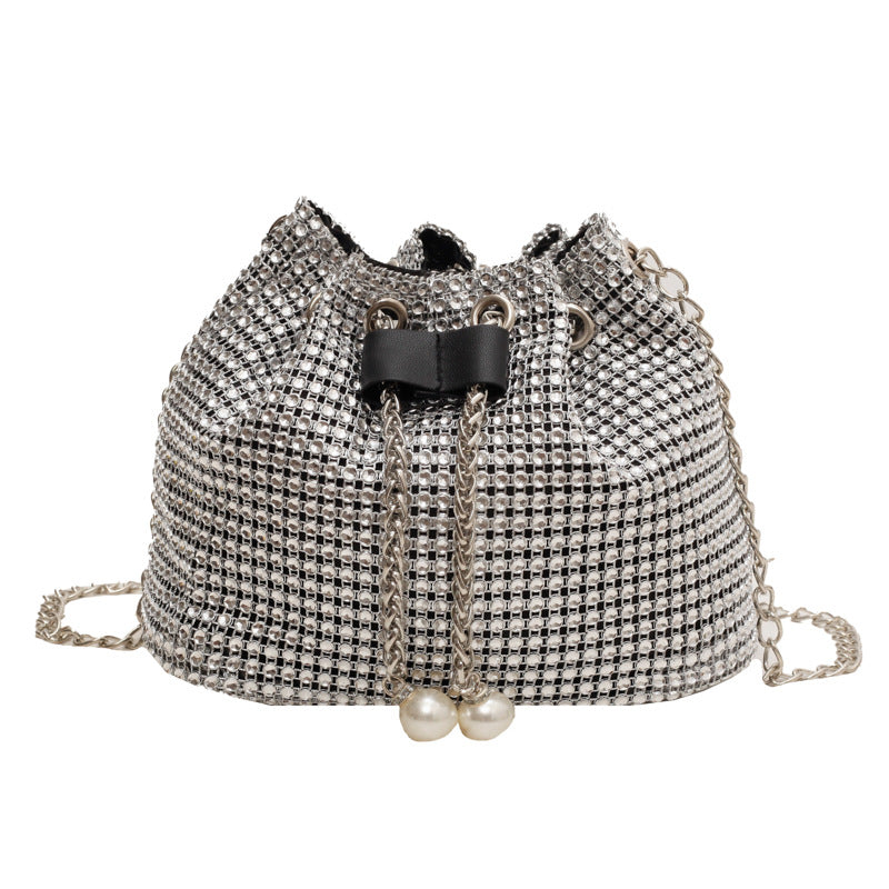 Women's Crossbody Rhinestone Bucket Bag - Fashionner