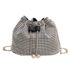 Women's Crossbody Rhinestone Bucket Bag - Fashionner