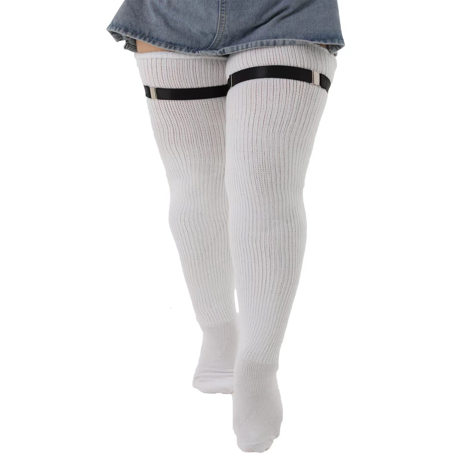 Knee Length Anti Slip Long Tube With Thick Wool Knitted Garter Buckle - Fashionner