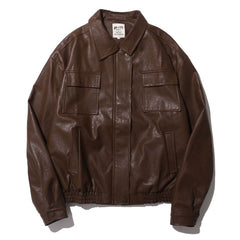 Japanese Vintage PU Motorcycle Leather Jacket - Fashionner