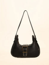 Vintage Vegetable Tanned Brushed Distressed Leather Pin Buckle Shoulder Bag - Fashionner