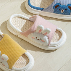 Cute Rabbit Slippers Linen House Shoes For Women - Fashionner