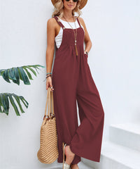 Women Long Bib Pants Overalls Casual Loose Rompers Jumpsuits With Pockets - Fashionner