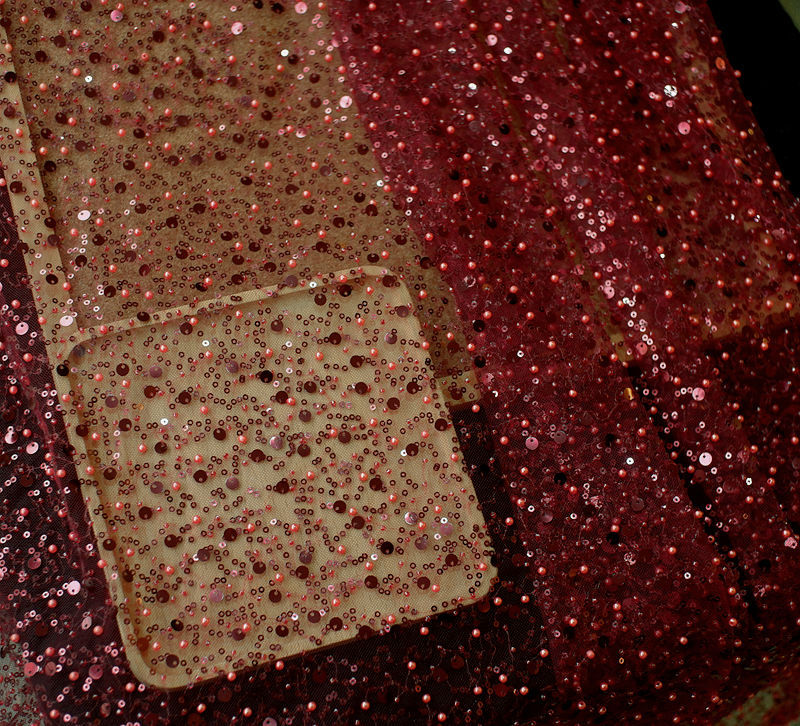 Sequined Pearl Embroidery Lace Asymmetric Single Sleeve Dress - Fashionner