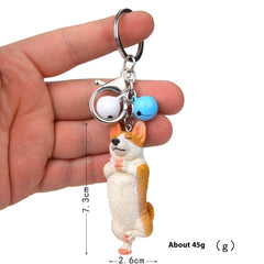 Yoga Dog Independent Corgi Bell Climbing Keychain