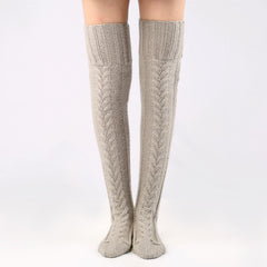 Autumn And Winter Knitting Knee Length Stockings Women's Lengthened Floor Stockings Wool Pile Stockings - Fashionner