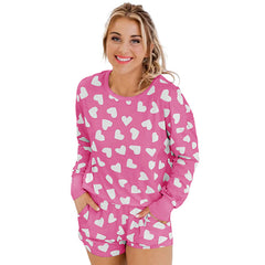 Heart Shape Printed Home Two-piece Women's Clothing - Fashionner