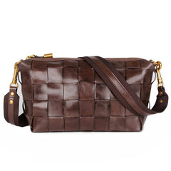 Vintage Handwoven Shoulder Bag With Vegetable Tanned Top Layer Cowhide - Fashionner