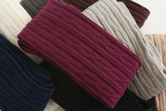 College Style Slim And Tall Looking Over The Knee Women Twist Long Cotton Socks - Fashionner