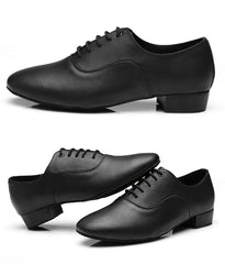 imitation leather  Men Black Glitter Modern Soft Sole Latin Dance Shoes Low Heel Cheap - Fashionner