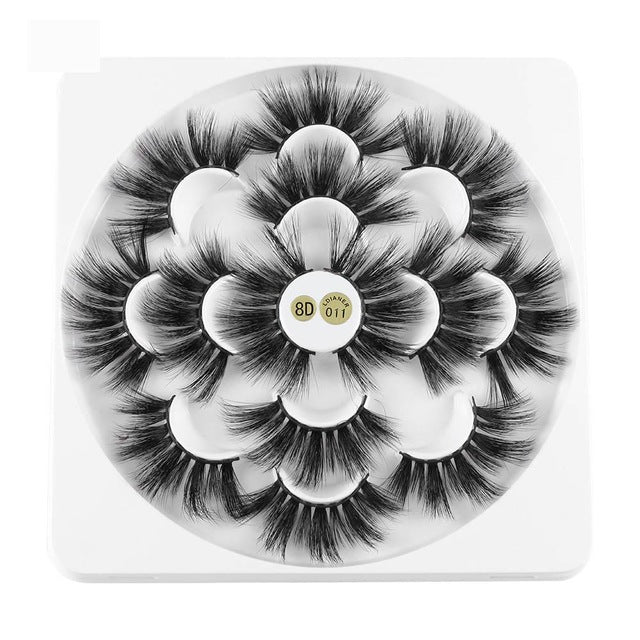 7 Pairs 3D Mink Hair False Eyelashes 25mm Lashes Thick Long Wispy Fluffy Handmade False Eyelashes - Fashionner