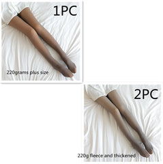 Fake Translucent Plus Size Leggings Fleece Lined Tights Fall And Winter Warm Fleece Pantyhose Women Fleece Lined Pantyhose Thermal Winter Tights - Fashionner