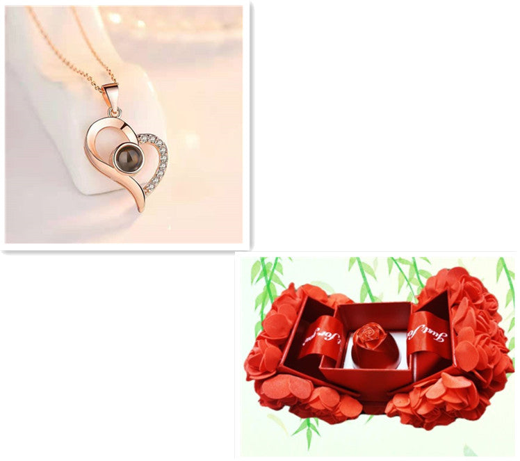 Hot Valentine's Day Gifts Metal Rose Jewelry Gift Box Necklace For Wedding Girlfriend Necklace Gifts - Fashionner