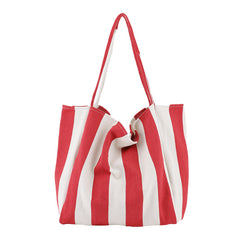 Striped Canvas Bags High Capacity Shoulder Bags For Women Fashion Shopper Handbags Casual Shopping Totes - Fashionner