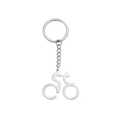 Gexiang Factory Titanium Steel Cutting Hollow 18K Real Gold Electroplating Simple Stroke Bicycle Pendant Stainless Steel Key Ring