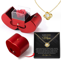 Fashion Jewelry Box Red Apple Christmas Gift Necklace Eternal Rose For Girl Mother's Day Valentine's Day Gifts With Artificial Flower Rose Flower Jewelry Box - Fashionner