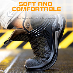 High-Top Men's Anti-Smashing And Anti-Piercing Steel-Toed Safety Shoes Lightweight Protective Work Shoes - Fashionner