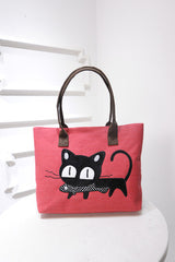 Cartoon cats eat fish handbags for ladies - Fashionner