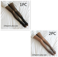 Fake Translucent Plus Size Leggings Fleece Lined Tights Fall And Winter Warm Fleece Pantyhose Women Fleece Lined Pantyhose Thermal Winter Tights - Fashionner
