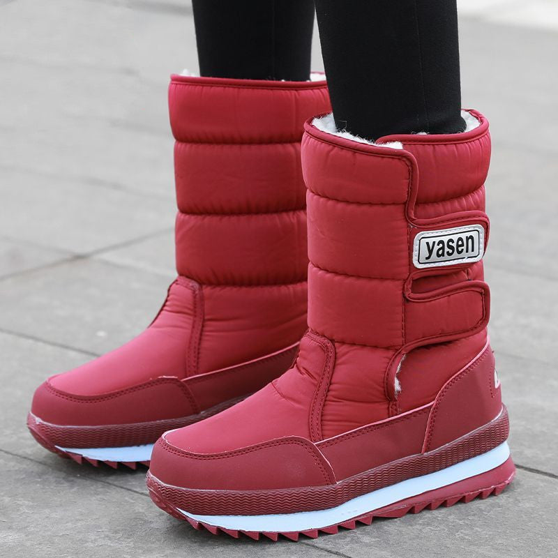 Waterproof Non-slip Mid-calf High Padded Cotton Shoes - Fashionner