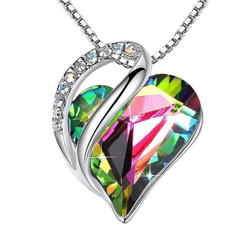 925 Sliver Heart Shaped Geometric Necklace Jewelry Women's Clavicle Chain Valentine's Mothers Day Gift - Fashionner
