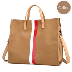 Canvas Ladies Work Bag Women Tote Hand Bag Shoulder Bag for Women Fashion Lady Shopping Canvas Stripe Tote Bags Female Handbags - Fashionner