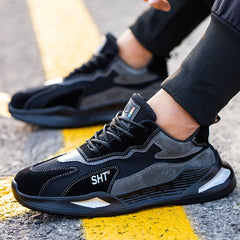 New Men's Anti Smash And Anti Puncture Breathable Work Shoes Steel Toe Cap Protective Shoes Safety Shoes - Fashionner