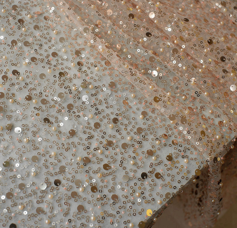 Sequined Pearl Embroidery Lace Asymmetric Single Sleeve Dress - Fashionner