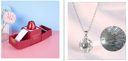 Hot Valentine's Day Gifts Metal Rose Jewelry Gift Box Necklace For Wedding Girlfriend Necklace Gifts - Fashionner