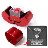 Fashion Jewelry Box Red Apple Christmas Gift Necklace Eternal Rose For Girl Mother's Day Valentine's Day Gifts With Artificial Flower Rose Flower Jewelry Box - Fashionner