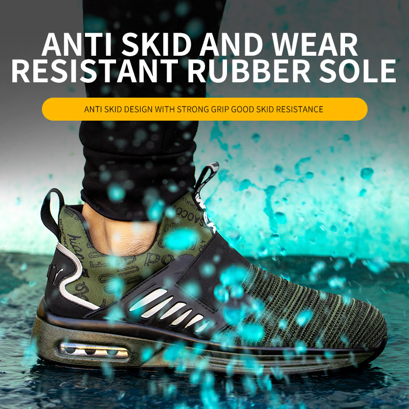 Men's Anti-Smashing And Anti-Piercing Safety Shoes Lightweight Flying Woven Breathable And Insulating Protective Work Shoes - Fashionner