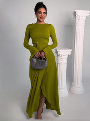 Autumn New Long Dress Style Satin Banquet President's Dress - Fashionner