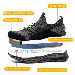 Labor Insurance Shoes Men's Anti-Smashing And Anti-Piercing Summer Breathable Steel-Toed Work Shoes Protective Shoes - Fashionner