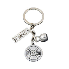 Mini Sports Equipment Keychain Dumbbell Weightlifting Unique Key Pendant