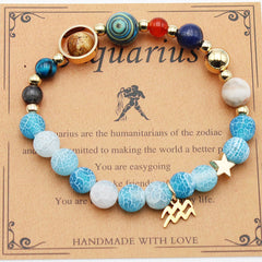 Twelve Constellations Bracelets Natural Stone Beaded Eight Planets