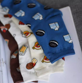 Illustration Of Cookies, Food Patterns, Blue Socks, Children - Fashionner