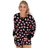 Heart Shape Printed Home Two-piece Women's Clothing - Fashionner