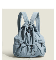 Large Capacity Student Schoolbag Casual Versatile Pleated Nylon Canvas - Fashionner