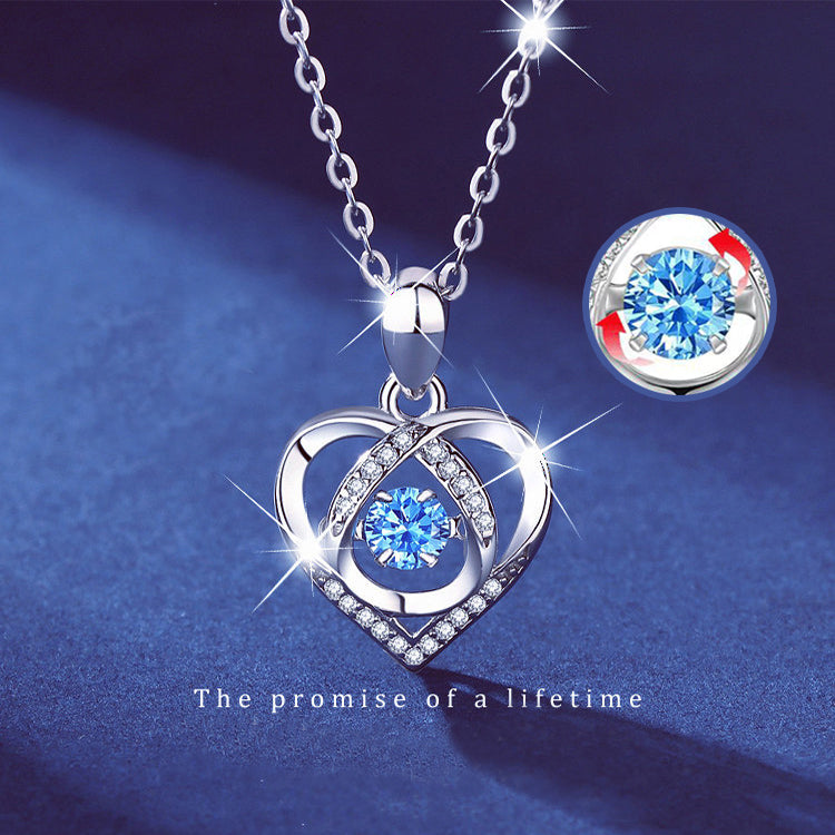 S925 Beating Heart-shaped Necklace Women Luxury Love Rhinestones Necklace Jewelry Gift For Valentine's Day - Fashionner