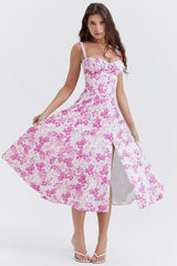 New Women's Floral Print Dress With Straps - Fashionner