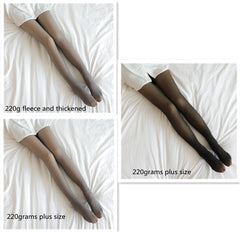 Fake Translucent Plus Size Leggings Fleece Lined Tights Fall And Winter Warm Fleece Pantyhose Women Fleece Lined Pantyhose Thermal Winter Tights - Fashionner