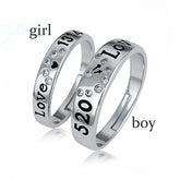 Men And Women's Creative Silver Diamond Rings - Love Rings - Couple Creative Love Rings